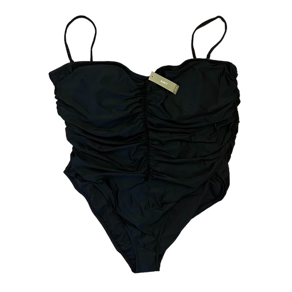 NWT J. Crew Ruched Sweetheart One-Piece Swimsuit Black Size 24 - Picture 4 of 10